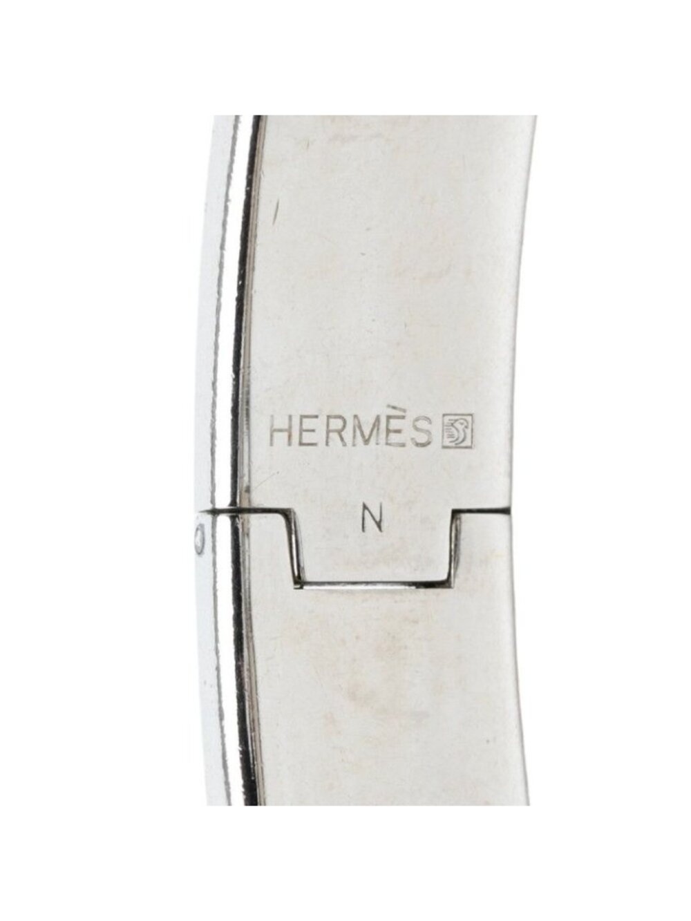 Hermes Click PM Enamel Bracelet Bangle Silver Orange Metal View 4